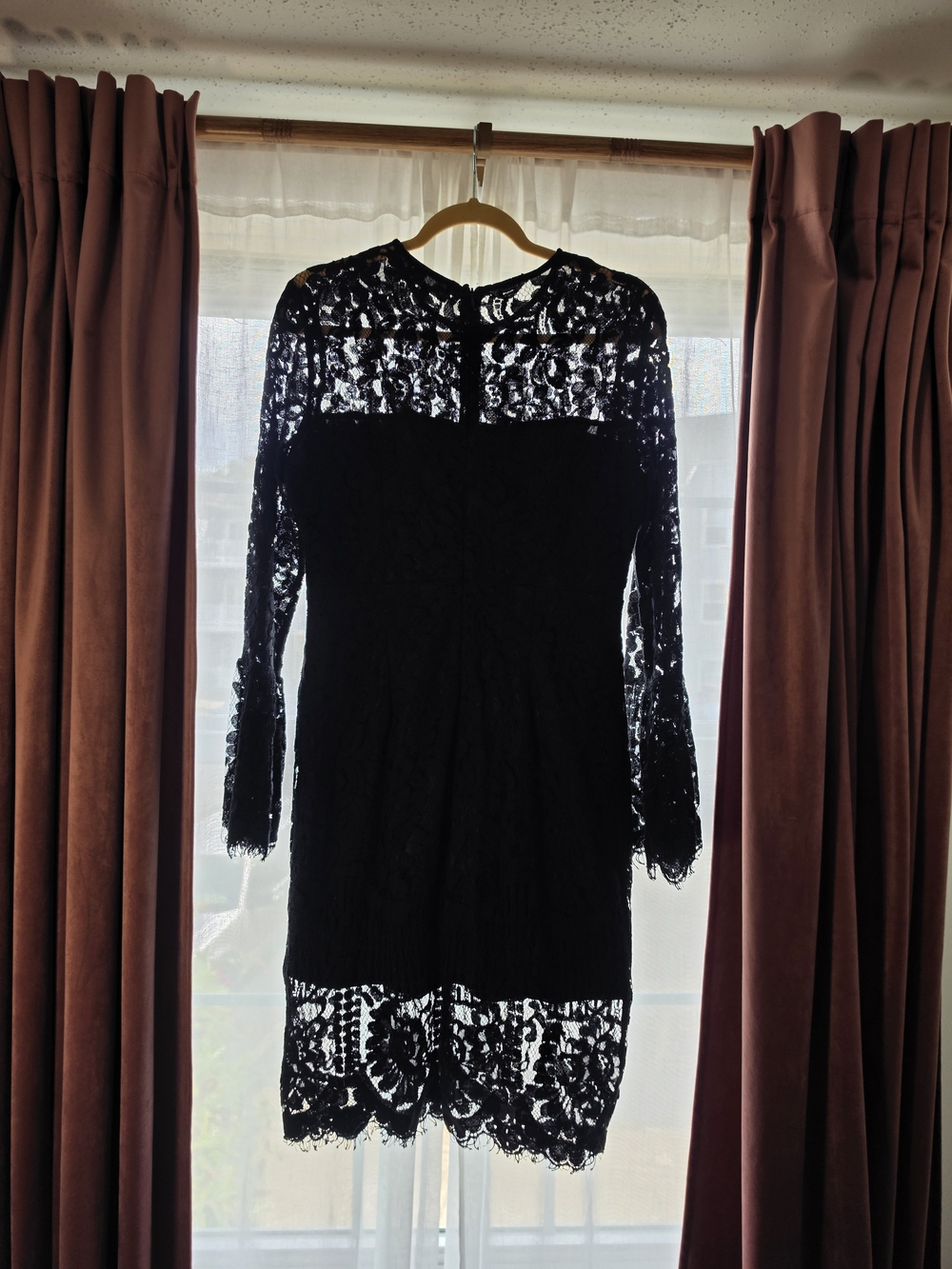 Lulu's Black Lace Long Sleeve Cocktail Dress